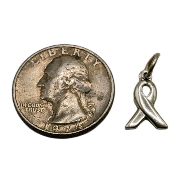 Sterling Silver .925 AWARENESS RIBBON Charm Simple Pendant Cancer - Picture 3 of 3
